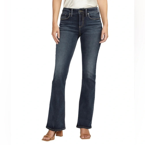 SILVER JEANS Sz 18 Suki High Boot Cut Relaxed Hip High Rise Jeans Denim NEW - Picture 1 of 16